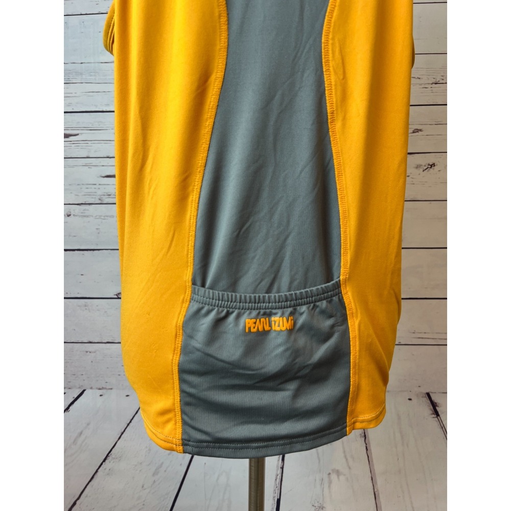 Pearl Izumi Cycling Tank Top Womens Large Gray Yellow Quarter Zip 1823 Biking - Picture 7 of 11